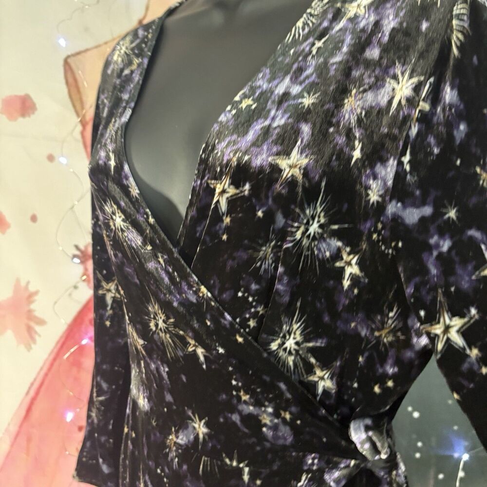 JOHNNY WAS STARDUST VELVET KIMONO MULTI-COLOR WRAP DRESS SIZE M-$398 - Picture 11 of 16